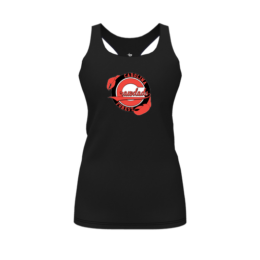 [CUS-DFW-RCBK-PER-BLK-FYS-LOGO1] Racerback Tank Top (Female Youth S, Black, Logo 1)