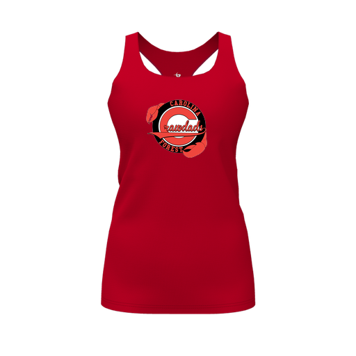 [CUS-DFW-RCBK-PER-RED-FYS-LOGO1] Racerback Tank Top (Female Youth S, Red, Logo 1)