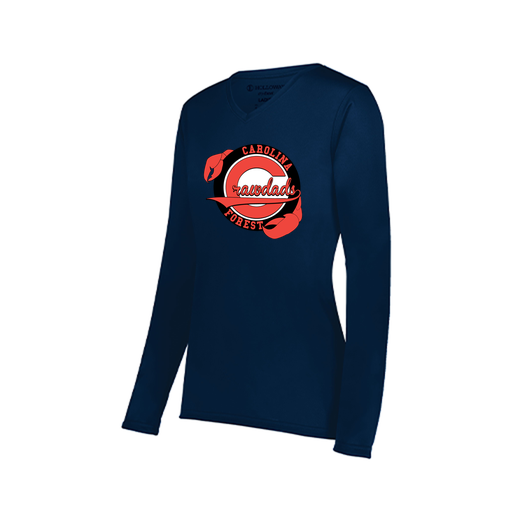 [222824.065.S-LOGO1] Ladies LS Smooth Sport Shirt (Female Adult S, Navy, Logo 1)